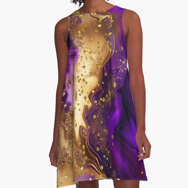 Purple & gold dress best sale