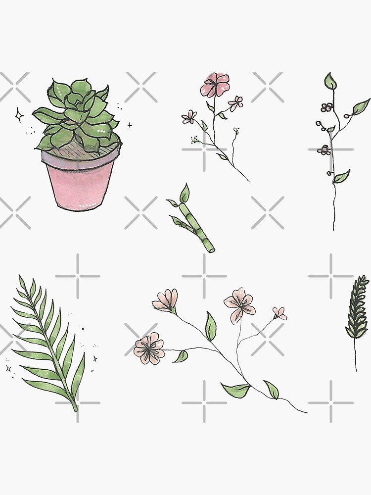 Plants and Flowers Sticker Sheet Sticker for Sale by prismapansy