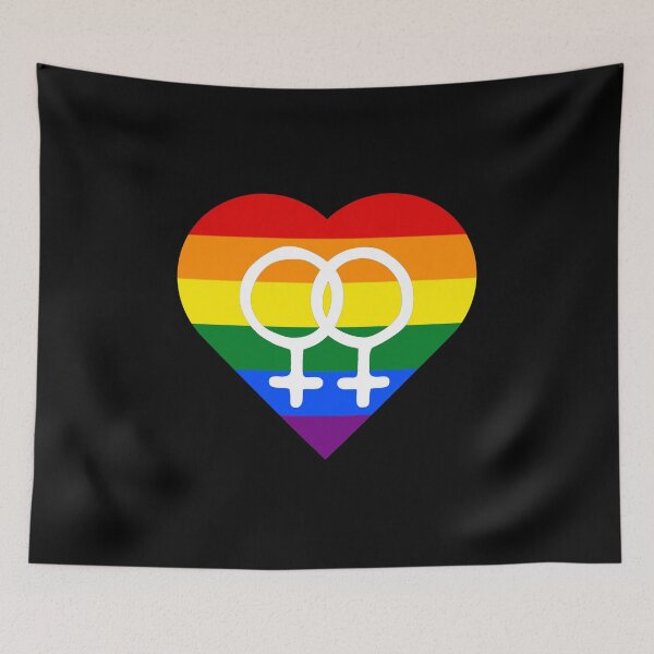 Item preview, Rainbow Pride Heart with Gay Woman Gender Symbol designed and sold by everything4eva.