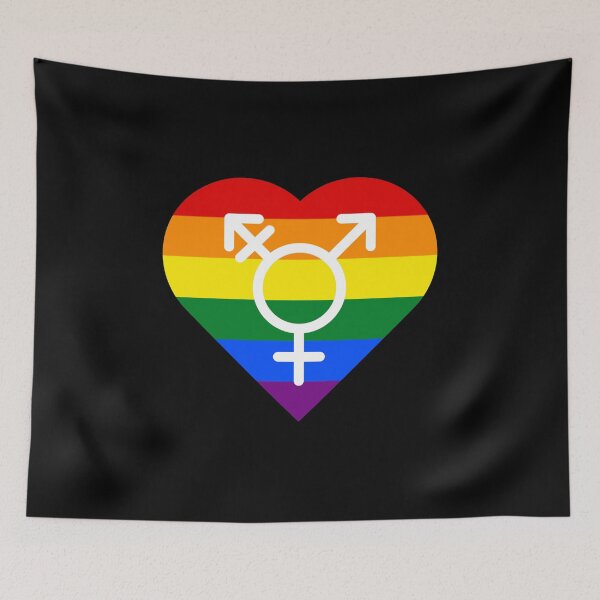 Item preview, Rainbow Pride Heart with Transgender Symbol designed and sold by everything4eva.