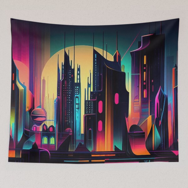 Item preview, Abstract Sci-Fi Futuristic Cityscape Skyline Digital Painting  designed and sold by NateFellhauer.