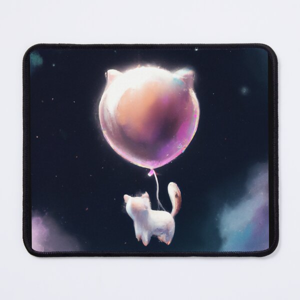 Item preview, Cute Cat with Cat Balloon Floating in Space designed and sold by thedigitomato.
