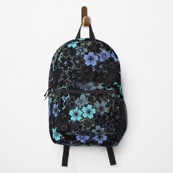 Item preview, Blue and Teal Floral on Black designed and sold by BeJolley.