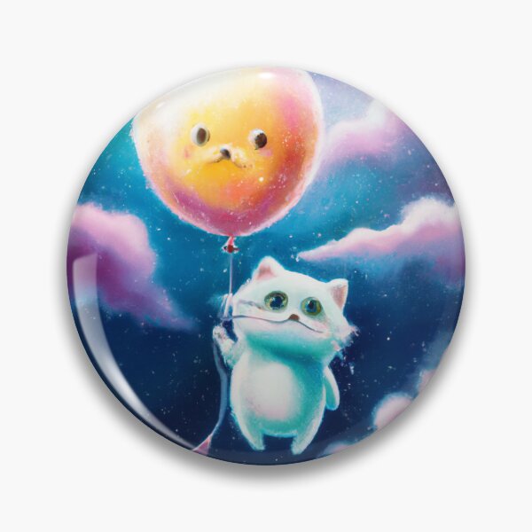 Item preview, Cute Cat with Cat Balloon Floating in Space designed and sold by thedigitomato.