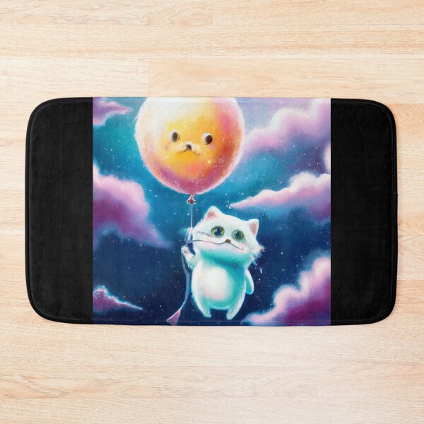 Item preview, Cute Cat with Cat Balloon Floating in Space designed and sold by thedigitomato.