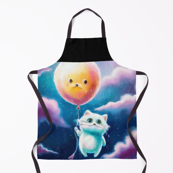 Item preview, Cute Cat with Cat Balloon Floating in Space designed and sold by thedigitomato.