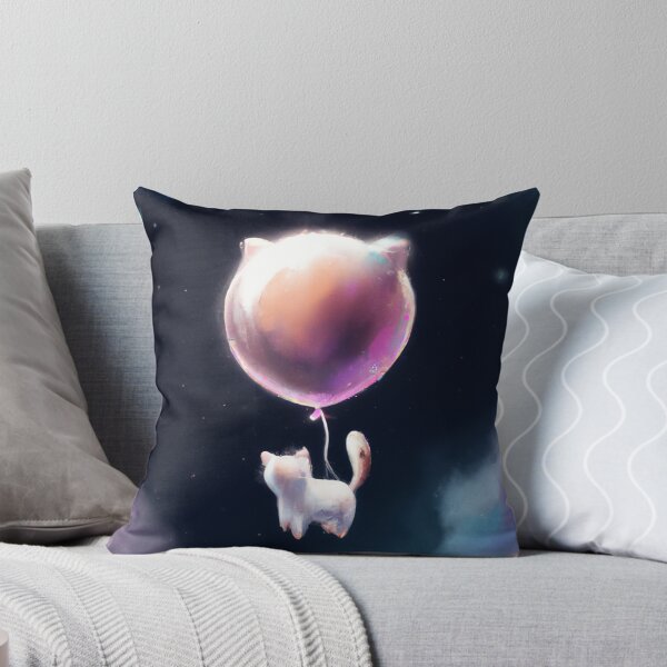 Item preview, Cute Cat with Cat Balloon Floating in Space designed and sold by thedigitomato.