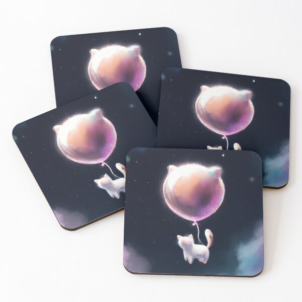 Item preview, Cute Cat with Cat Balloon Floating in Space designed and sold by thedigitomato.