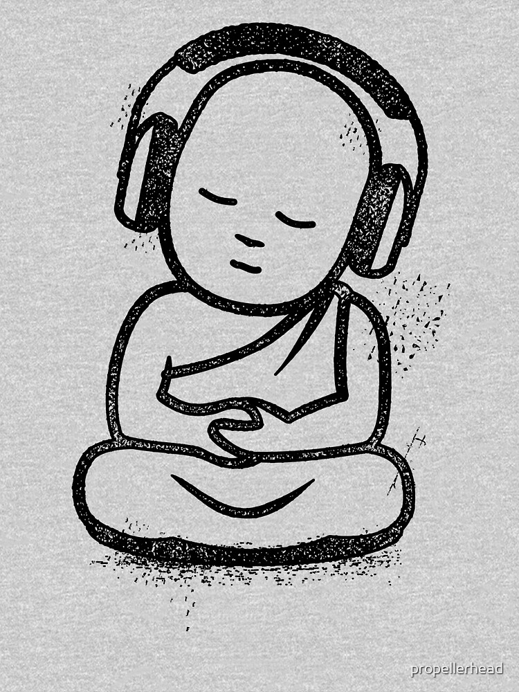 Thumbnail 7 of 7, Classic T-Shirt, Buddha Headphones - Buddhist Monk DJ designed and sold by propellerhead.