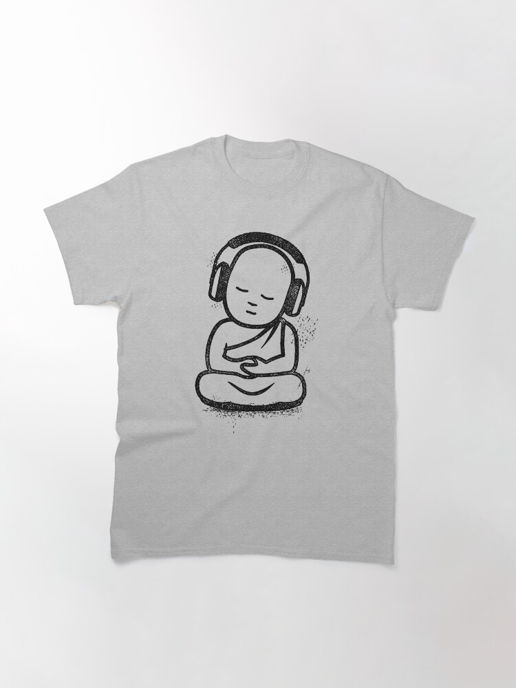 Thumbnail 3 of 7, Classic T-Shirt, Buddha Headphones - Buddhist Monk DJ designed and sold by propellerhead.