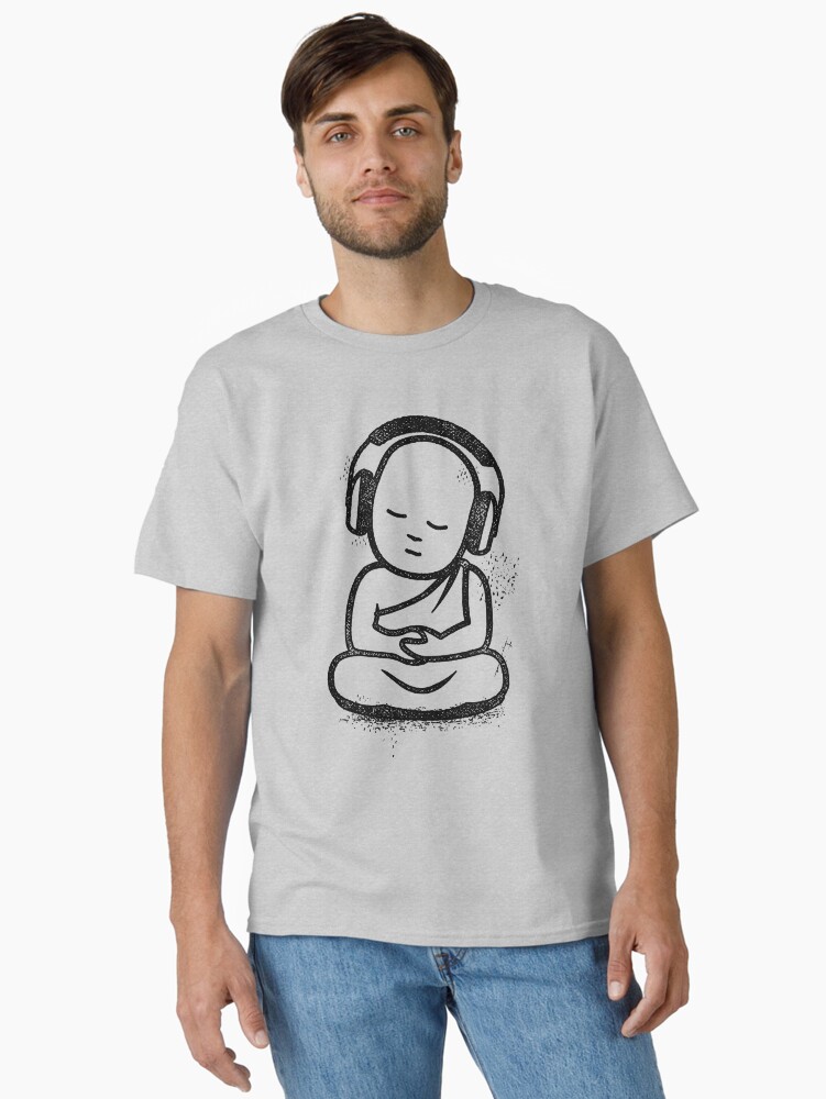 Thumbnail 1 of 7, Classic T-Shirt, Buddha Headphones - Buddhist Monk DJ designed and sold by propellerhead.