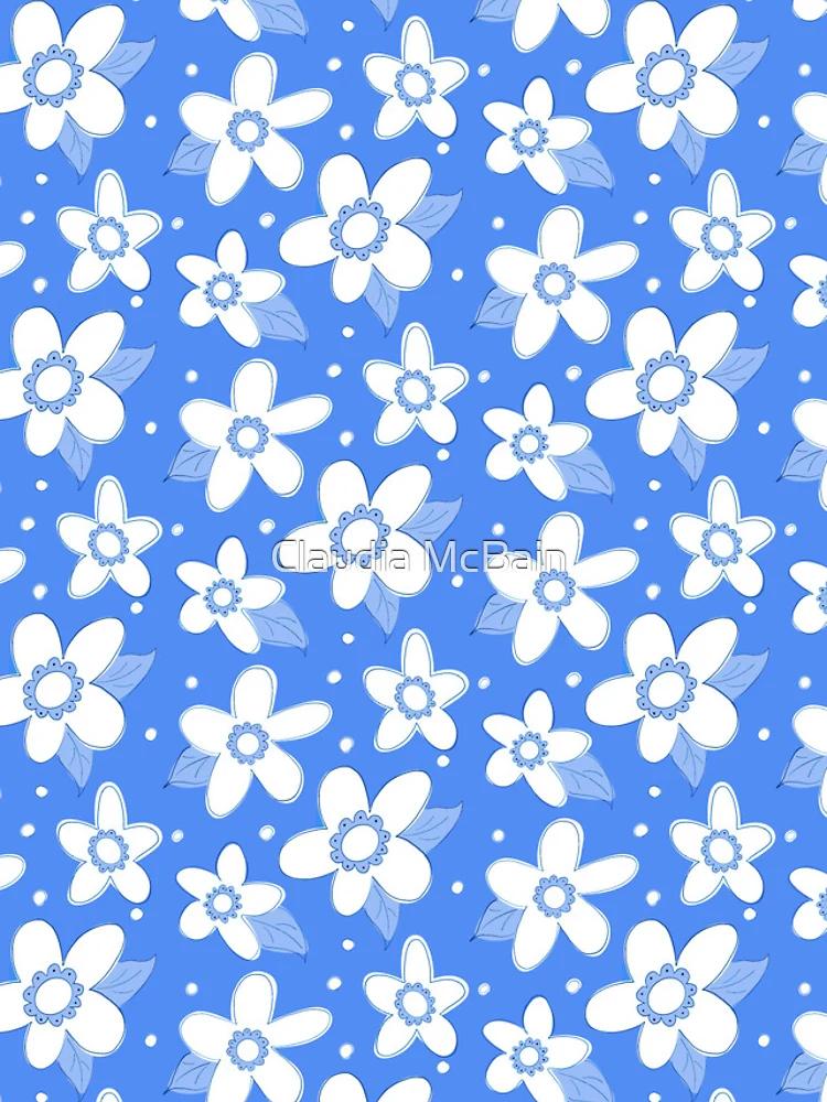 Thumbnail 4 of 4, iPhone Case, Spring Flower Pattern Blue designed and sold by Claudia McBain.