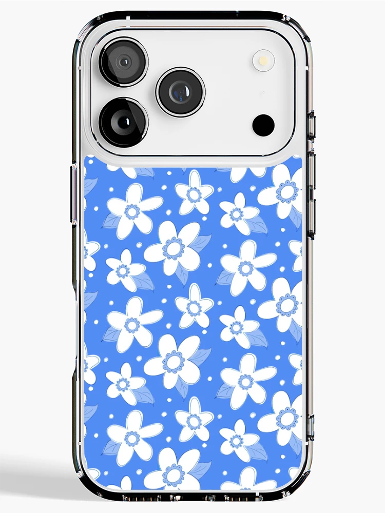 Thumbnail 1 of 5, iPhone Case, Spring Flower Pattern Blue designed and sold by Claudia McBain.