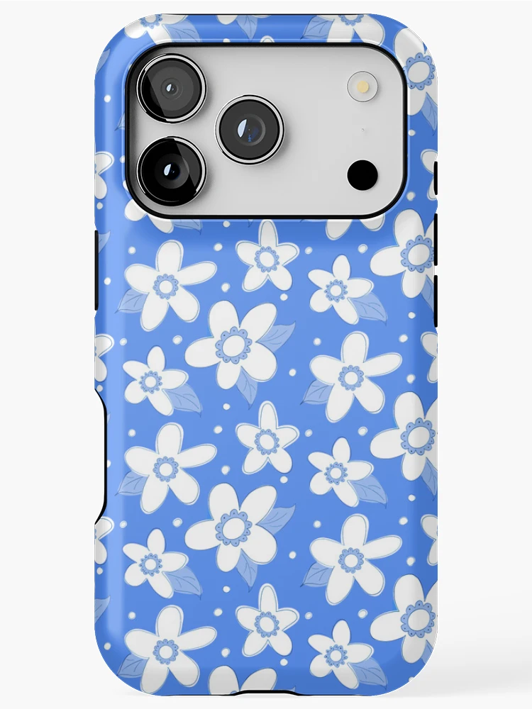 Thumbnail 1 of 4, iPhone Case, Spring Flower Pattern Blue designed and sold by Claudia McBain.