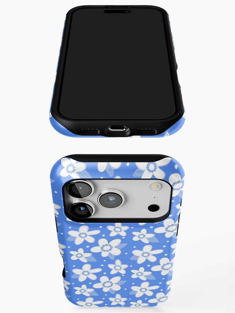 Thumbnail 3 of 4, iPhone Case, Spring Flower Pattern Blue designed and sold by Claudia McBain.