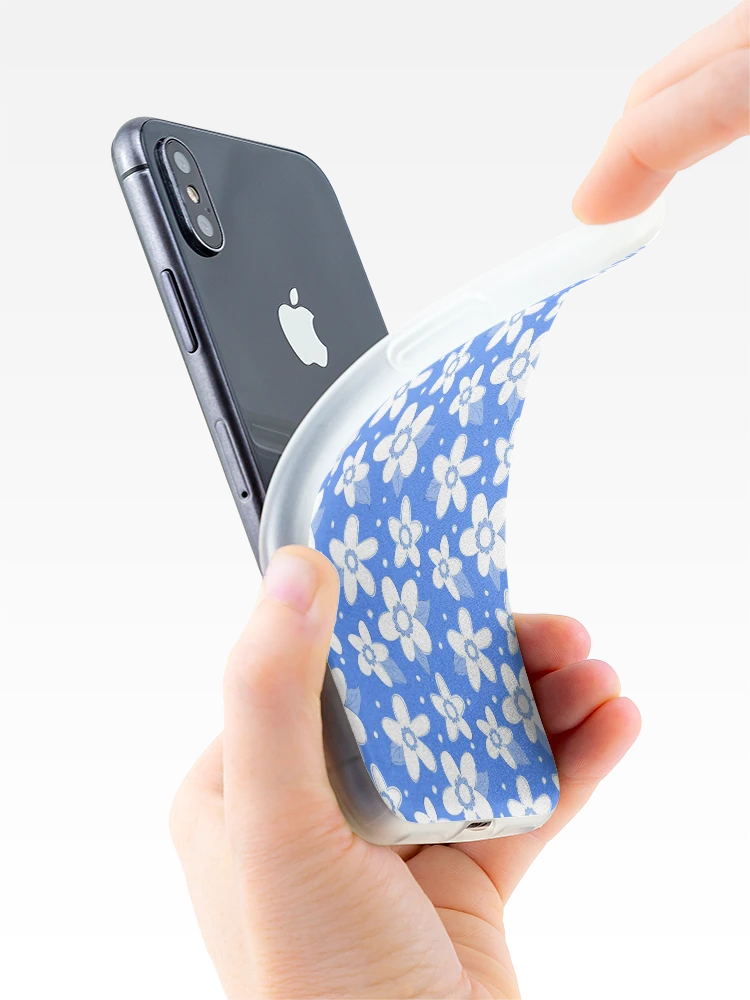 Thumbnail 4 of 5, iPhone Case, Spring Flower Pattern Blue designed and sold by Claudia McBain.