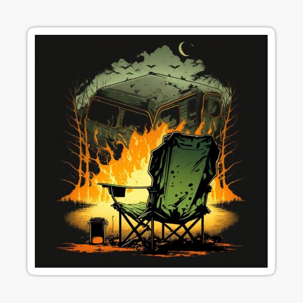 Item preview, camping chair with huge fire designed and sold by Camp Outfit.