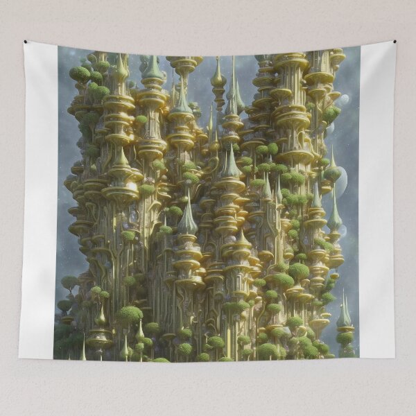 Item preview, Fantasy Forest Golden Castle Tree Mountain Structure Parnassus designed and sold by entwithanaxe.