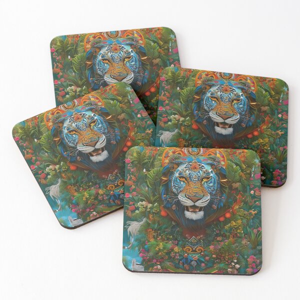 Item preview, Colorful Lion with flowers surrealist impressionist style Chambala paradise  designed and sold by Ataraxia  Apparel.