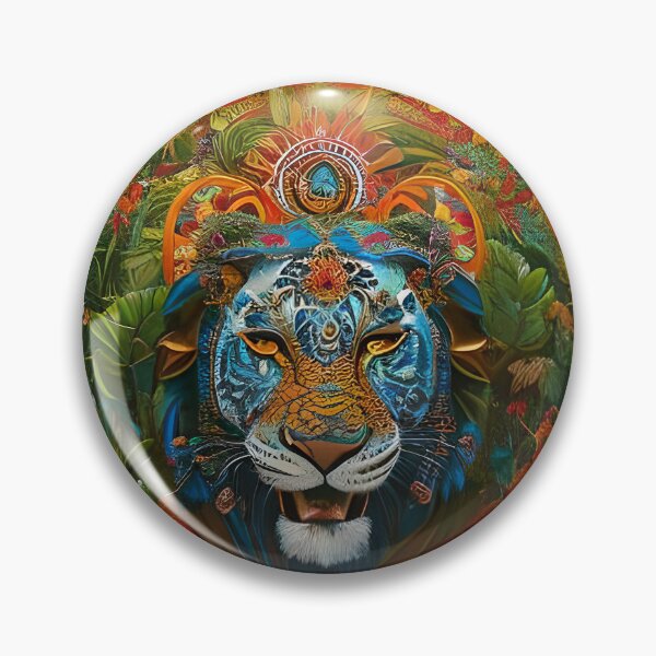 Item preview, Colorful Lion with flowers surrealist impressionist style Chambala paradise  designed and sold by Ataraxia  Apparel.