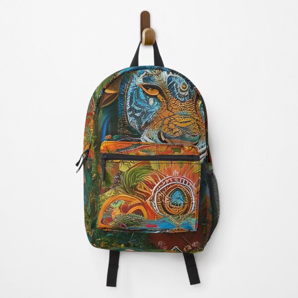 Item preview, Colorful Lion with flowers surrealist impressionist style Chambala paradise designed and sold by Ataraxia Apparel.