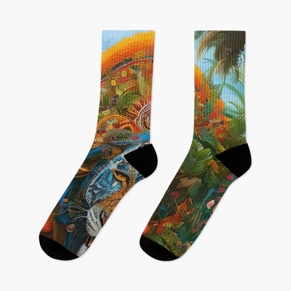 Item preview, Colorful Lion with flowers surrealist impressionist style Chambala paradise  designed and sold by Ataraxia  Apparel.