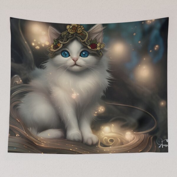 Item preview, Cute White Kitten Blue Eyes | White cat with blue eyes | Digital art Sticker designed and sold by withdiamonds.