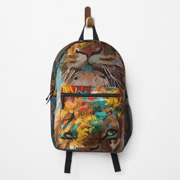 Item preview, Colorful Lion with flowers surrealist impressionist style Chambala paradise designed and sold by Ataraxia Apparel.