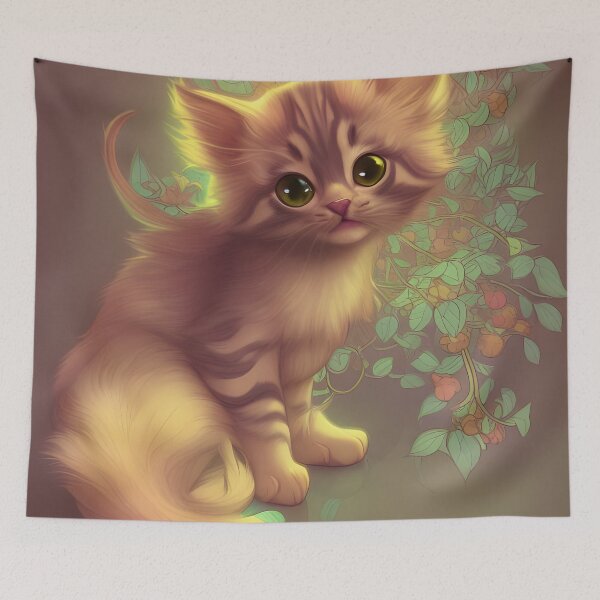 Item preview, Cute Kitten Beautiful Eyes | White, brown and red cat with green eyes | Digital art Sticker designed and sold by withdiamonds.