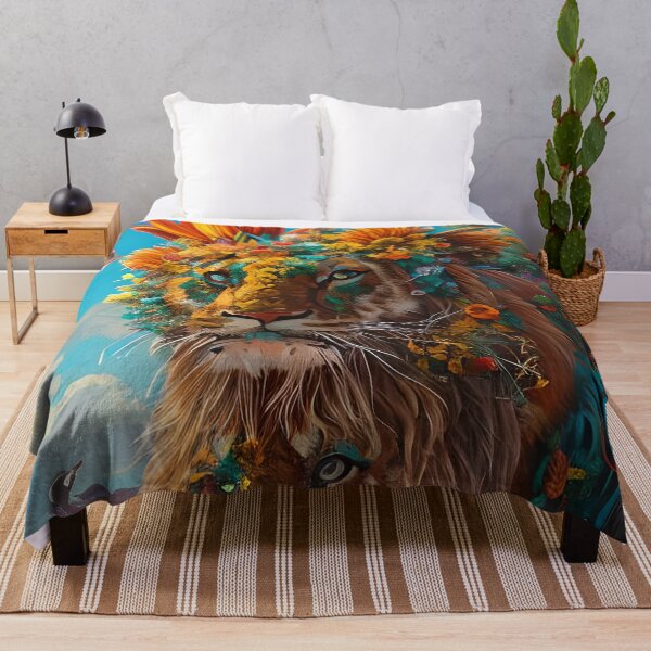 Item preview, Colorful Lion with flowers surrealist impressionist style Chambala paradise  designed and sold by Ataraxia  Apparel.