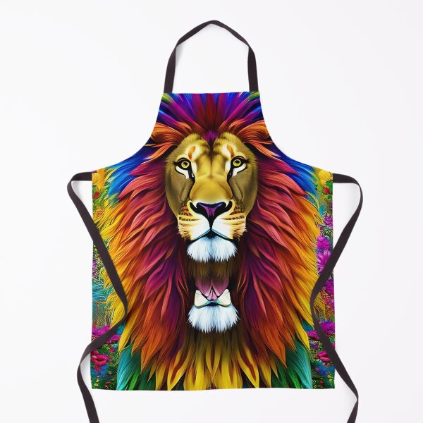 Item preview, Colorful Lion with flowers surrealist impressionist style Chambala paradise designed and sold by Ataraxia Apparel.