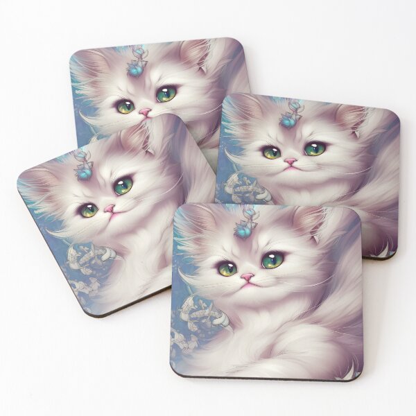 Item preview, Cute White Kitten Beautiful Eyes | White cat with gren and yellow eyes | Digital art Sticker designed and sold by withdiamonds.