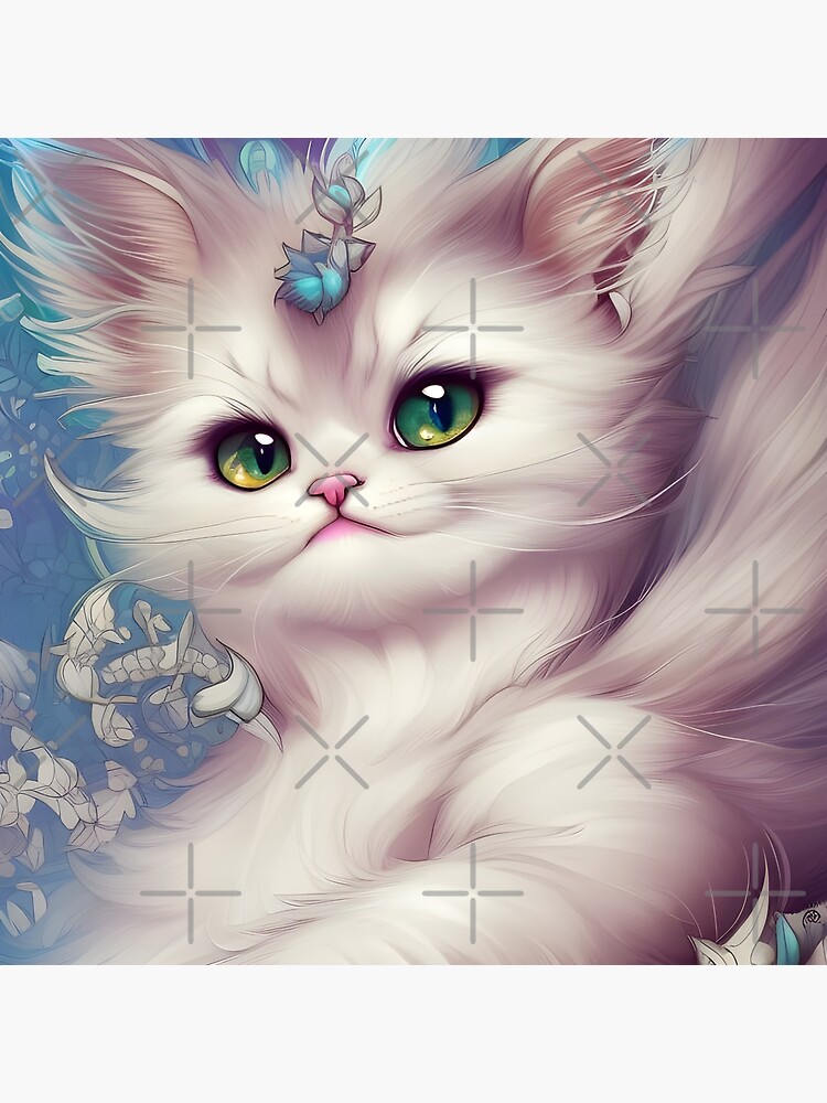 Cute White Kitten Beautiful Eyes White cat with gren and yellow