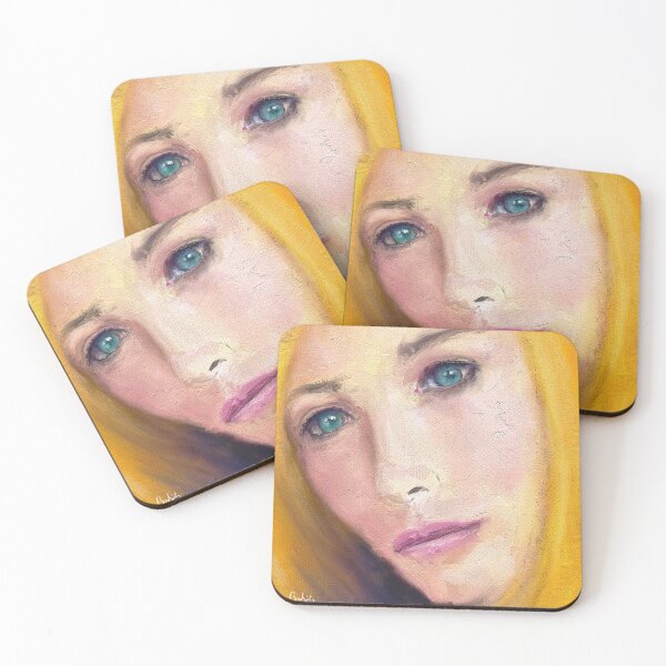 Item preview, Painting of a Gorgeous Blonde Woman with Turquoise Eyes designed and sold by ibadishi.
