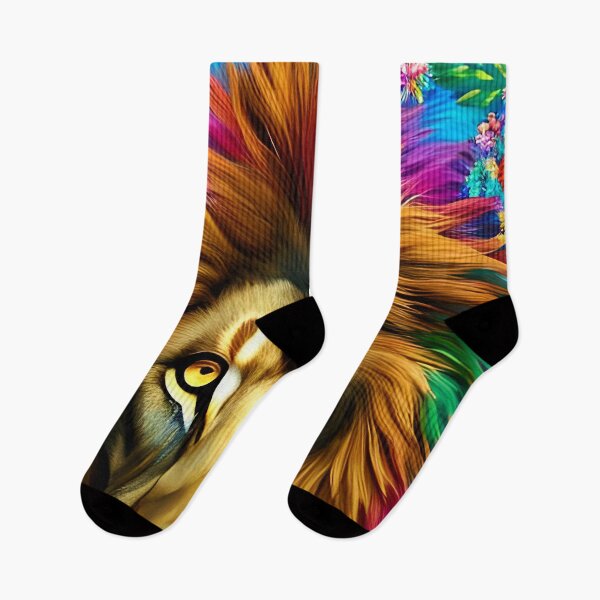 Item preview, Colorful Lion with flowers surrealist impressionist style Chambala paradise  designed and sold by Ataraxia  Apparel.