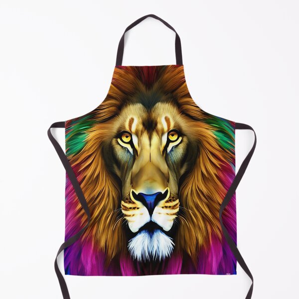 Item preview, Colorful Lion with flowers surrealist impressionist style Chambala paradise designed and sold by Ataraxia Apparel.