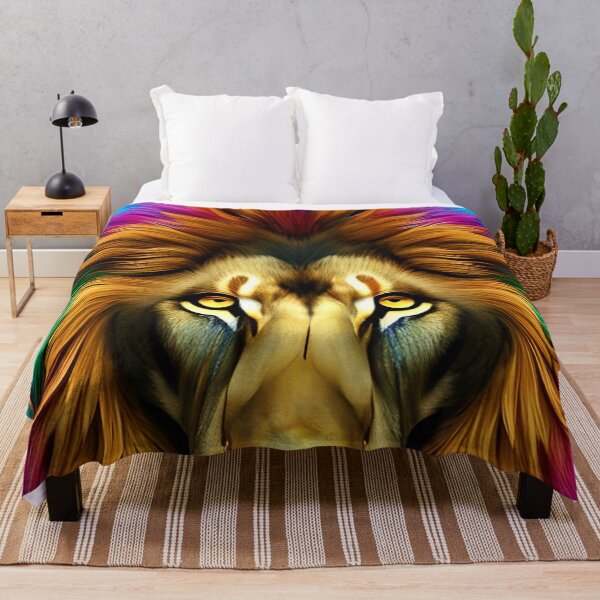 Item preview, Colorful Lion with flowers surrealist impressionist style Chambala paradise designed and sold by Ataraxia Apparel.