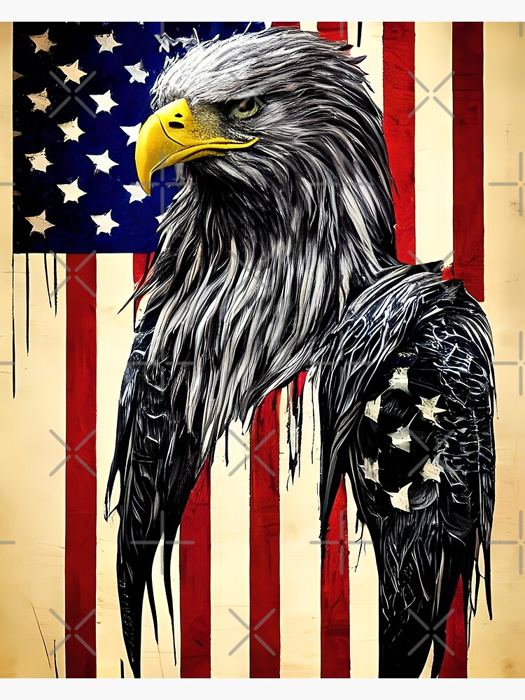 Distressed American Flag Eagle - Horiz - Canvas Artwork