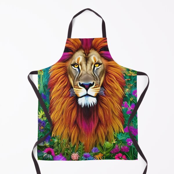 Item preview, Colorful Lion with flowers surrealist impressionist style Chambala paradise designed and sold by Ataraxia Apparel.