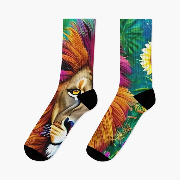 Item preview, Colorful Lion with flowers surrealist impressionist style Chambala paradise  designed and sold by Ataraxia  Apparel.