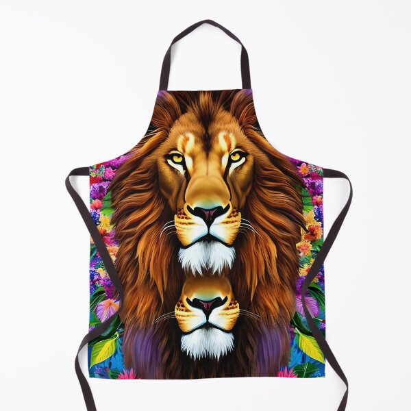 Item preview, Colorful Lion with flowers surrealist impressionist style Chambala paradise designed and sold by Ataraxia Apparel.