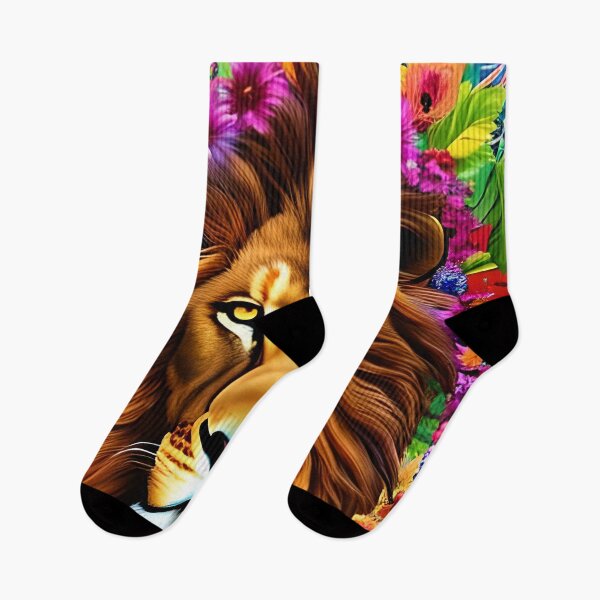 Item preview, Colorful Lion with flowers surrealist impressionist style Chambala paradise  designed and sold by Ataraxia  Apparel.