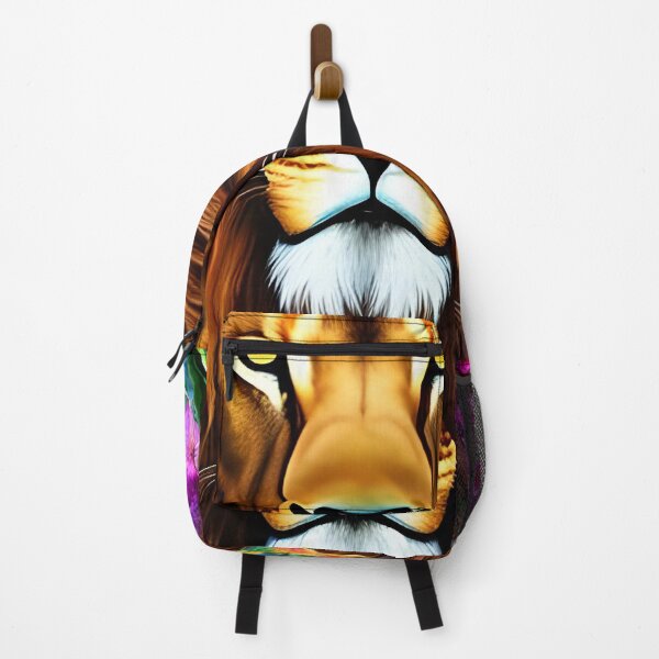 Item preview, Colorful Lion with flowers surrealist impressionist style Chambala paradise designed and sold by Ataraxia Apparel.