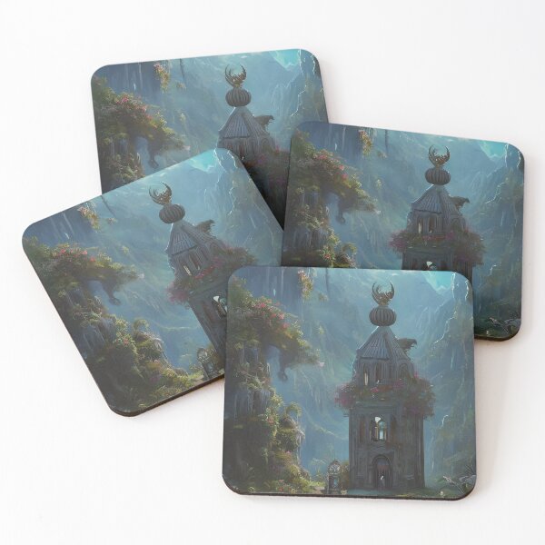 Item preview, Surreal Magical Tower in Beautiful Landscape with Birds, and Trees by the Mountains  designed and sold by Ataraxia  Apparel.
