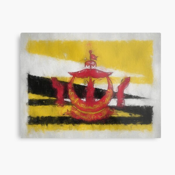 Brunei Darussalam Flag Reworked No. 66, Series 3 Metal Print