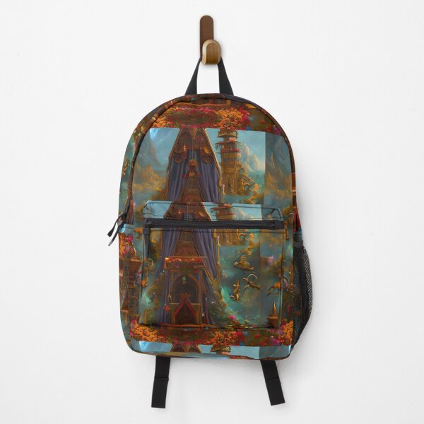 Item preview, Surreal Magical Alter and Tower in Beautiful Landscape with Birds, and Flowers by the Mountains designed and sold by Ataraxia Apparel.