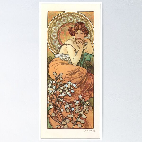 Item preview, La Topaze Alfonse Mucha Art Nouveau Vintage woman illustration, Elegant Beauty - Alphonse Mucha Inspired Art designed and sold by RaspberryEM.