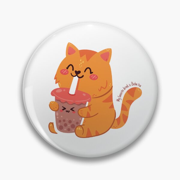 Item preview, cat drinking boba tae, happy cat, enjoy eating designed and sold by Purrrfect Boss.