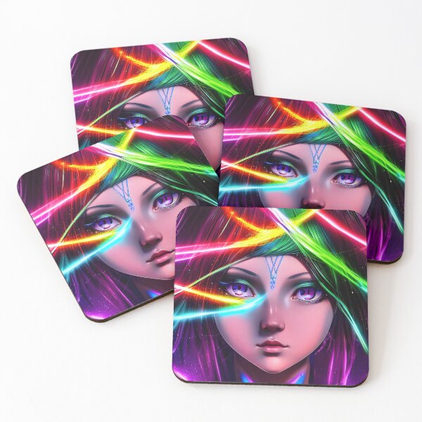 Item preview, Anime girl from the future in laser hologram style - rainbow colors designed and sold by Dalive.