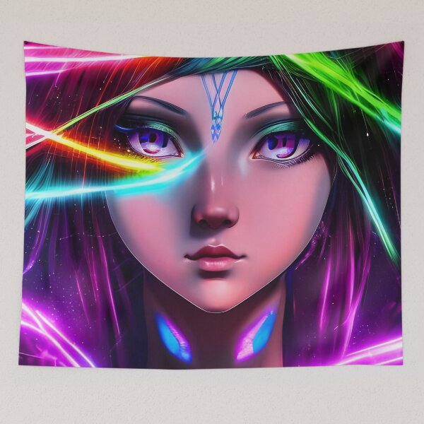 Item preview, Anime girl from the future in laser hologram style - rainbow colors designed and sold by Dalive.
